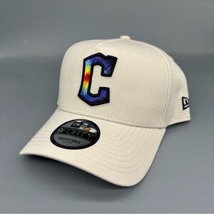 New Era 9FORTY Cleveland Guardians A-Frame Snapback Cream Tie Dye Logo Hat Cap